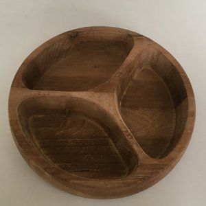 VTG dansk teak wood bowl divided 3 compartment